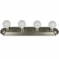 Sunlite Art Deco Style Brushed Nickel Vanity Light Fixture, 24-Inch, 4 Medium Base Sockets, Dimmable 45100-SU